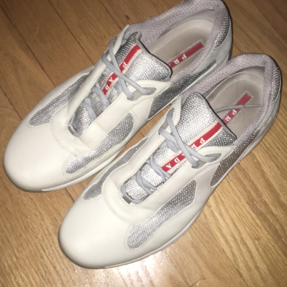 all white prada trainers